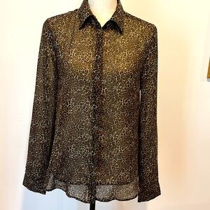 Victoria’s Secret Leopard Print Long Sleeve Button Up Shirt size S